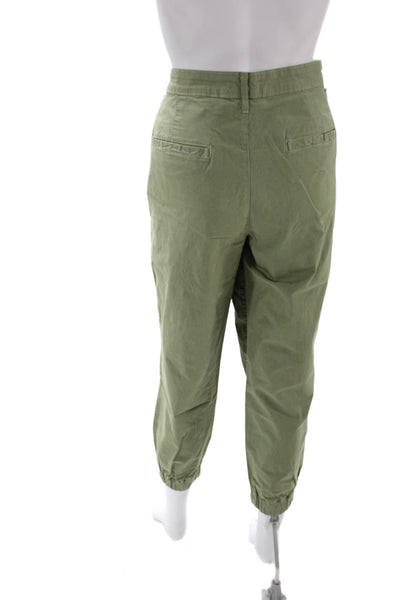 L'Agence Womens Green Cropped Jogger Pants Button Closure Cotton Blend Size 30