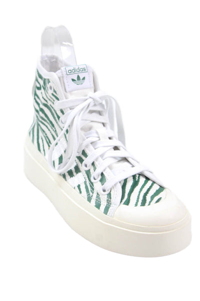 Adidas Womens Animal Print High Top Platform Sneakers Green Size 7