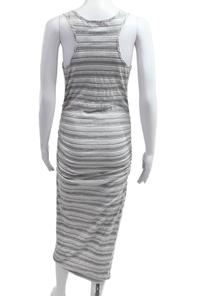 Michael Stars Womens Tank Dress Gray Striped Sleeveless Round Neck Midi Size M