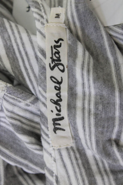 Michael Stars Womens Tank Dress Gray Striped Sleeveless Round Neck Midi Size M