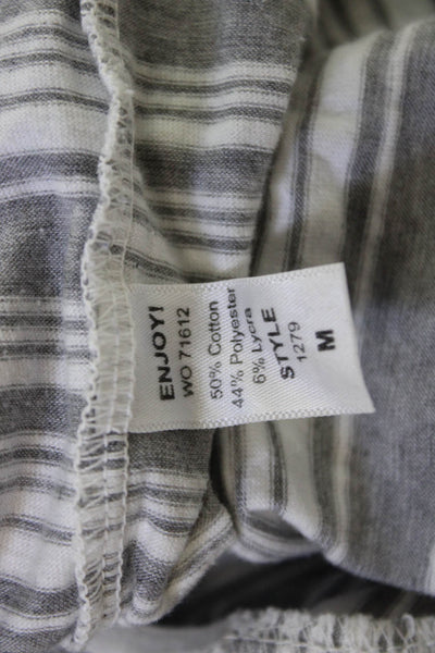 Michael Stars Womens Tank Dress Gray Striped Sleeveless Round Neck Midi Size M