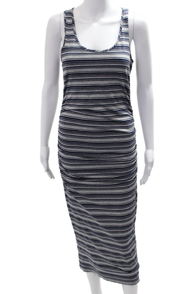 Michael Stars Womens Striped Tank Bodycon Midi Dress Dark Blue Size M