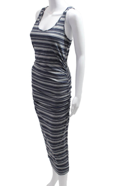 Michael Stars Womens Striped Tank Bodycon Midi Dress Dark Blue Size M