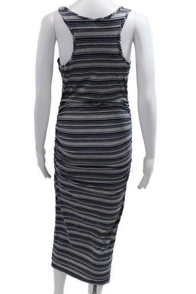 Michael Stars Womens Striped Tank Bodycon Midi Dress Dark Blue Size M