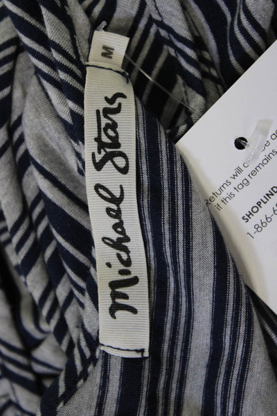 Michael Stars Womens Striped Tank Bodycon Midi Dress Dark Blue Size M