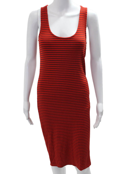 Splendid Womens Red Striped Tank Dress Sleeveless Round Neck Mid Calf Size S