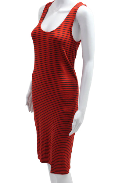 Splendid Womens Red Striped Tank Dress Sleeveless Round Neck Mid Calf Size S
