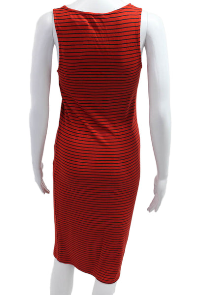 Splendid Womens Red Striped Tank Dress Sleeveless Round Neck Mid Calf Size S