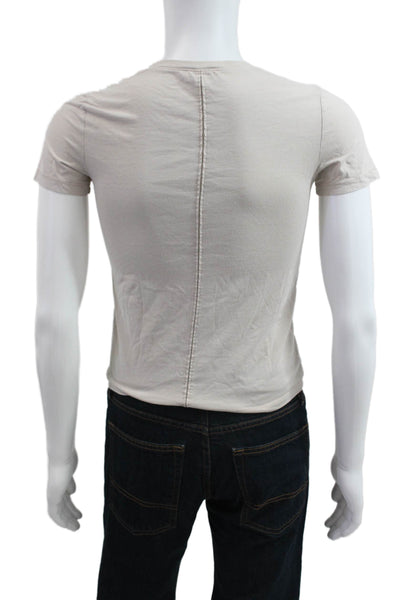 AG Adriano Goldschmied Mens T-Shirt Beige Cotton Crew Neck Short Sleeve Size XS
