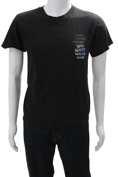 Anti Social Social Club Mens Black Graphic Tee Crew Neck Short Sleeve Size S