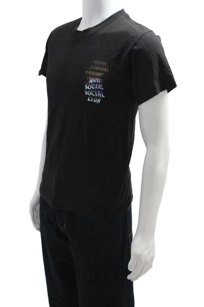 Anti Social Social Club Mens Black Graphic Tee Crew Neck Short Sleeve Size S