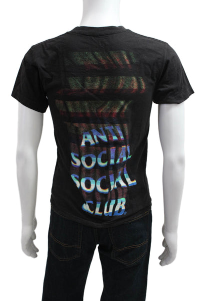 Anti Social Social Club Mens Black Graphic Tee Crew Neck Short Sleeve Size S