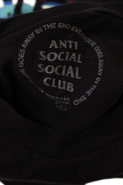 Anti Social Social Club Mens Black Graphic Tee Crew Neck Short Sleeve Size S
