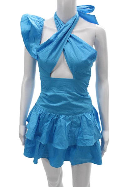 Hello Molly Womens Mini Sundress Blue Cotton Hook & Eye Short Beach Size 2