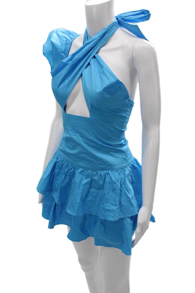 Hello Molly Womens Mini Sundress Blue Cotton Hook & Eye Short Beach Size 2