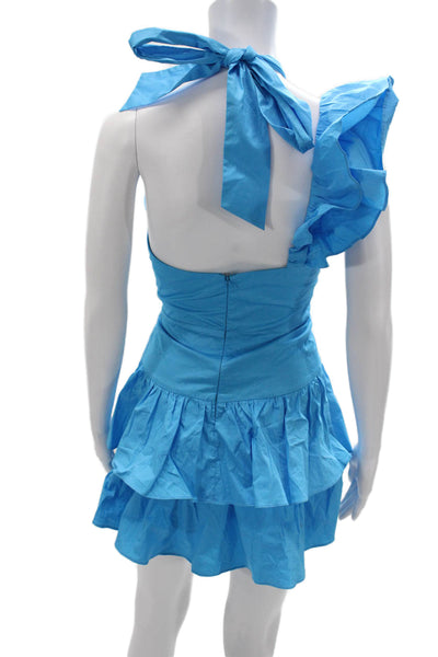 Hello Molly Womens Mini Sundress Blue Cotton Hook & Eye Short Beach Size 2
