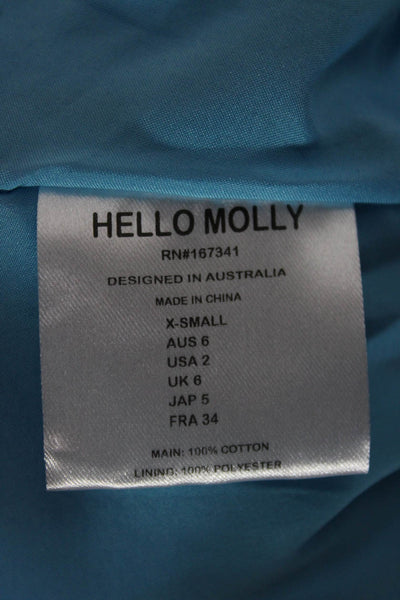 Hello Molly Womens Mini Sundress Blue Cotton Hook & Eye Short Beach Size 2