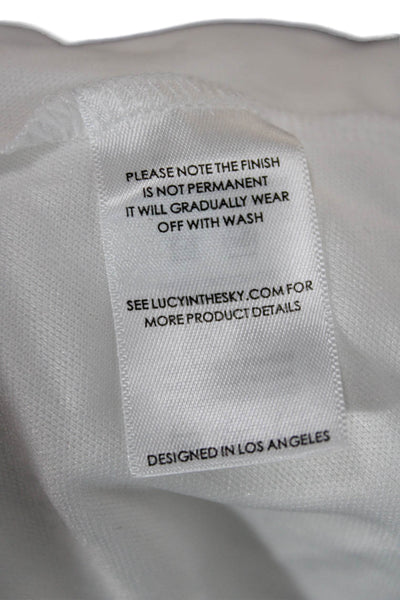 Lucy In the Sky Women Mini Sundress White Polka Dot Square Neck Size 2XS