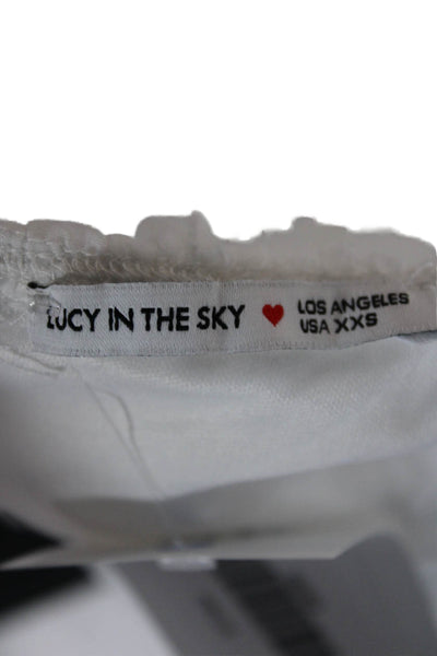 Lucy In the Sky Women Mini Sundress White Polka Dot Square Neck Size 2XS