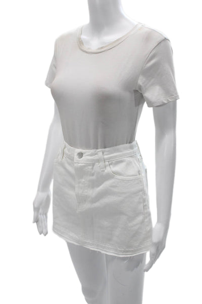 J Brand Womens Mini Pencil Skirt White 100% Cotton Size 26