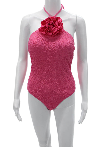 MNG Womens One Piece Swimsuit Solid Pink Size M