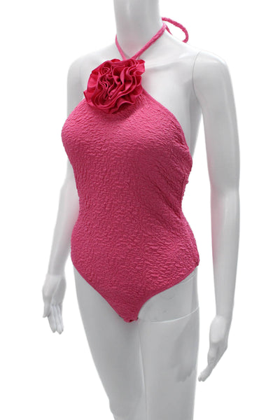MNG Womens One Piece Swimsuit Solid Pink Size M