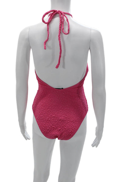 MNG Womens One Piece Swimsuit Solid Pink Size M