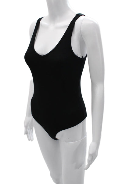 ATM Womens One Piece Scoop Neck Black Sleeveless Beach Size M