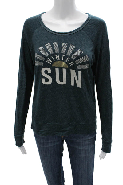Sundry Womens Pullover Graphic Dark Blue Long Sleeve Sweatshirt Size 1
