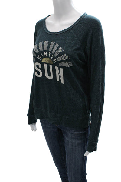 Sundry Womens Pullover Graphic Dark Blue Long Sleeve Sweatshirt Size 1