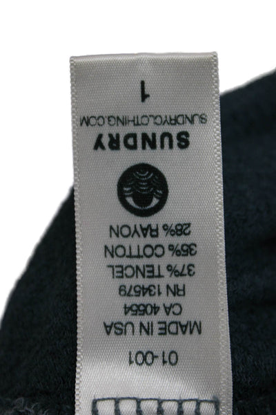 Sundry Womens Pullover Graphic Dark Blue Long Sleeve Sweatshirt Size 1