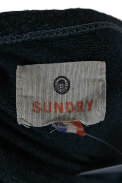 Sundry Womens Pullover Graphic Dark Blue Long Sleeve Sweatshirt Size 1