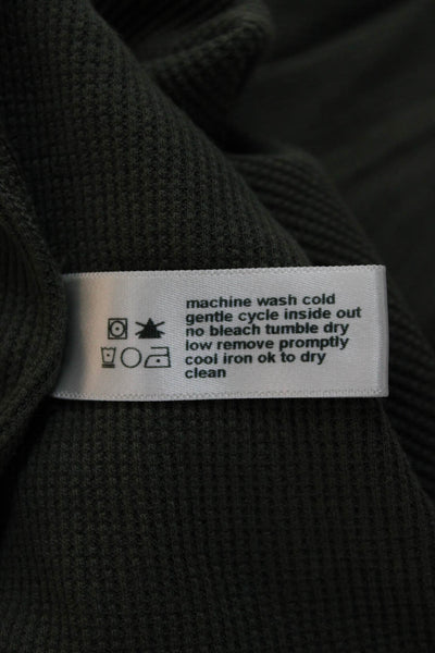 Three Dots Womens Basic T-Shirt Green Long Sleeve Crew Neck Size S