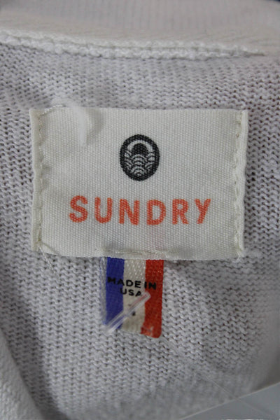 Sundry Womens Pullover Sweatshirt White Striped Cotton Blend Long Sleeve Size 1