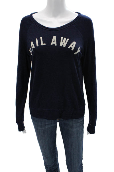 Sundry Womens Dark Blue Graphic Pullover Sweatshirt Size 1