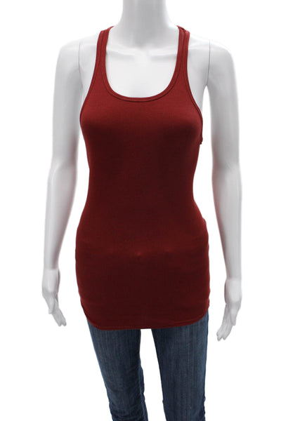 Stateside Women Basic Sleeveless Tank Red Round Neck Size XS