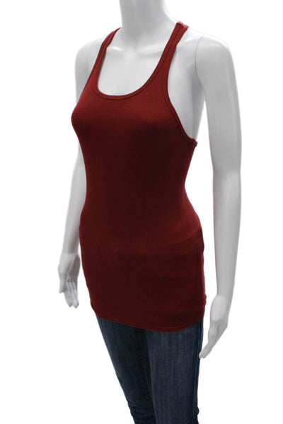Stateside Women Basic Sleeveless Tank Red Round Neck Size XS