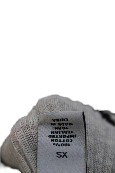 Cotton By Autumn Cashmere Women Cardigan Beige Striped V-Neck Cotton Size XS