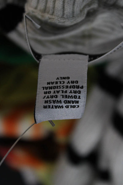 Cotton By Autumn Cashmere Women Cardigan Beige Striped V-Neck Cotton Size XS