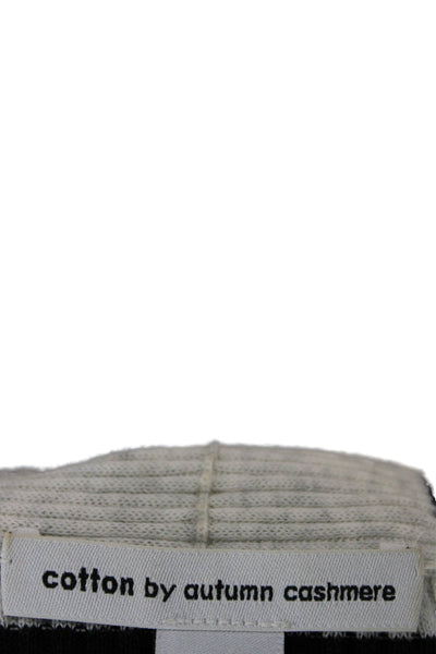 Cotton By Autumn Cashmere Women Cardigan Beige Striped V-Neck Cotton Size XS