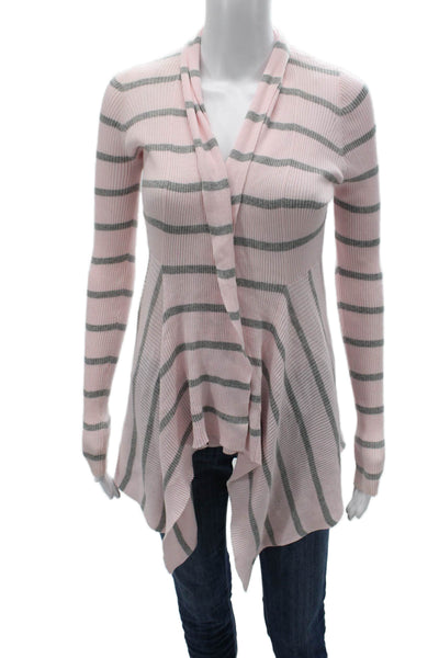 Cotton By Autumn Cashmere Womens Striped V-Neck Cardigan Pink Size XS