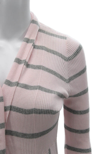 Cotton By Autumn Cashmere Womens Striped V-Neck Cardigan Pink Size XS