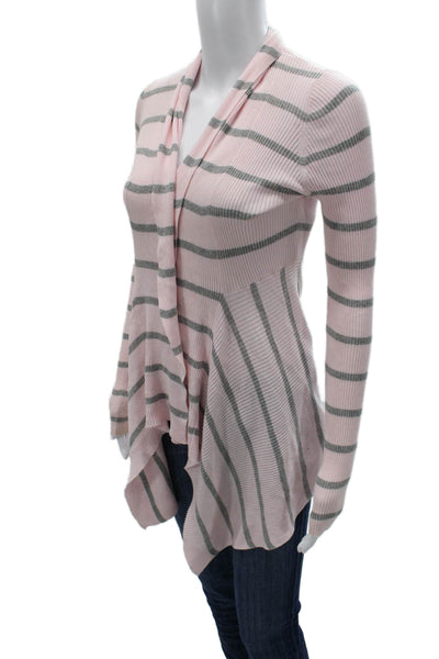 Cotton By Autumn Cashmere Womens Striped V-Neck Cardigan Pink Size XS