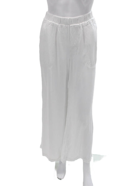 Splendid Women Cropped Pants White Viscose Solid Beach Size XS