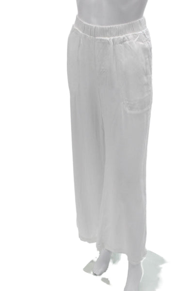 Splendid Women Cropped Pants White Viscose Solid Beach Size XS