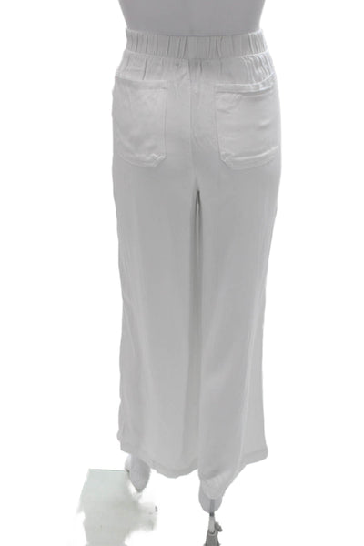 Splendid Women Cropped Pants White Viscose Solid Beach Size XS