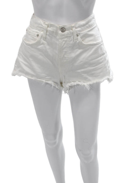 Agolde Womens White Cotton Beach Shorts Button Front Size 26