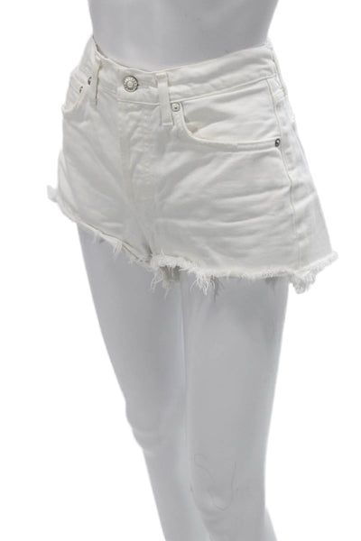 Agolde Womens White Cotton Beach Shorts Button Front Size 26