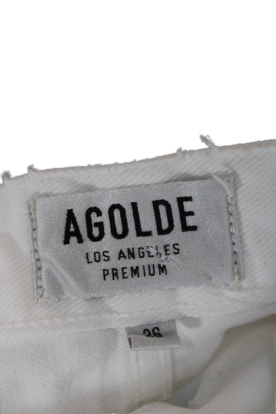 Agolde Womens White Cotton Beach Shorts Button Front Size 26