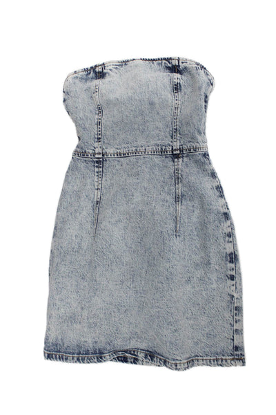 Zara Womens Bodycon Mini Dress Light Blue Sleeveless Zip 80s Size XS